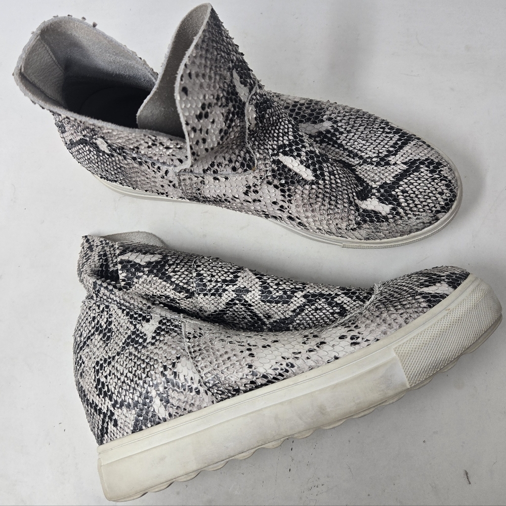 J/Slides NYC Slip On High-Top Wedge Python Ankle Booties Women's Size 6 1/2